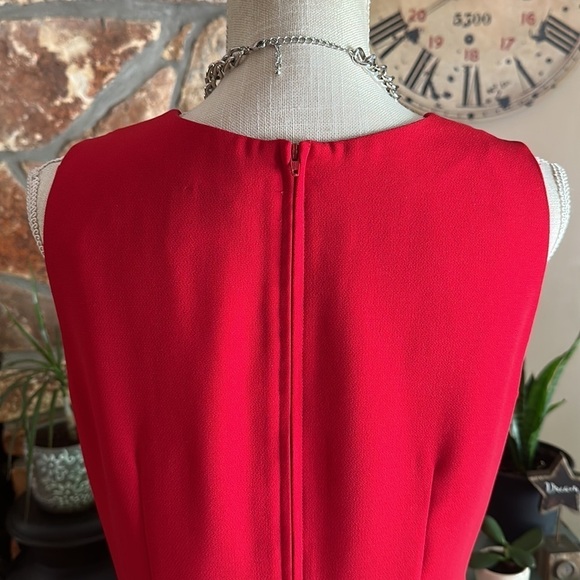 PLAZA South Petite Sleeveless Ruffle Hem Dress Size 10P Red - Picture 5 of 8